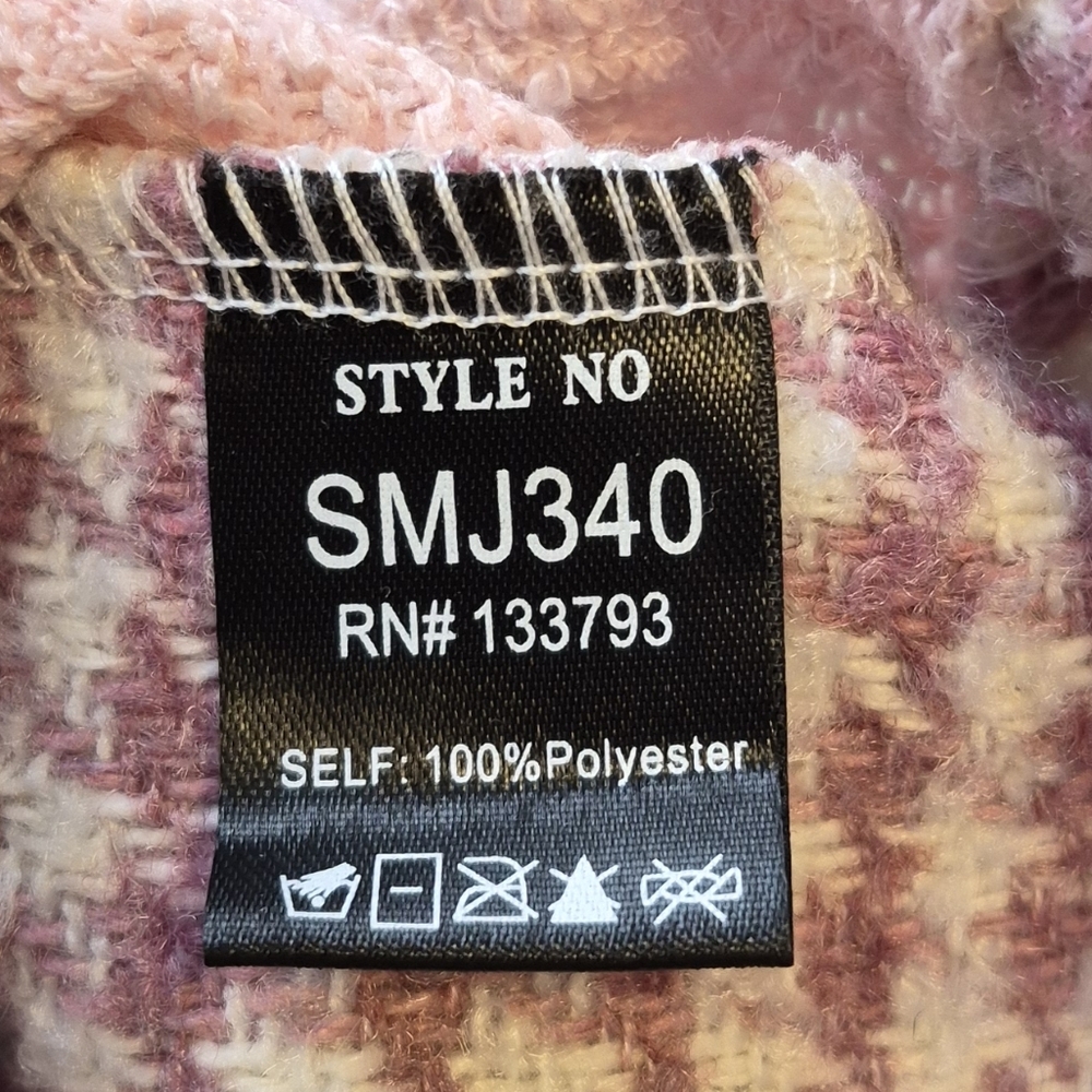 POL Houndstooth Patchwork Shacket Pink Cream Over… - image 14